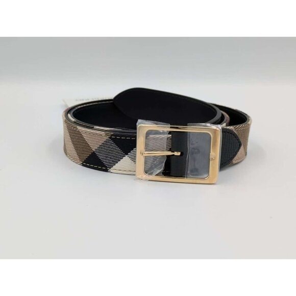 Burberry Reversible30 House Check Canvas Leather Belt Black 80cm 8114974 - Picture 2 of 9